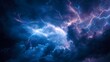 © kirania - Brilliant display of natural phenomena showcases powerful bolts of lightning slashing across a dramatic, dark, and stormy sky, illuminated with striking shades of blue and purple hues during a...