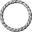 © Oksi - Twisted rope circle sketch, hand drawn round frame with detailed texture — stock vector