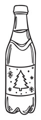Wall Mural - Black and white christmas soda bottle with festive decorations – retro hand drawn illustration