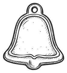 Wall Mural - Hand-drawn sketch of a decorative bell with hanging loop – retro hand drawn illustration