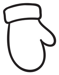 Wall Mural - Black and white outline of a simple winter mitten – retro hand drawn illustration