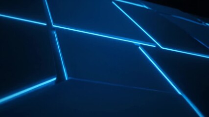 Neon Blue Lines on Dark Blue Panels - This video showcases a futuristic design with vibrant neon blue lines illuminating dark blue panels.