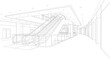© asma - Blueprint of escalators in a modern shopping mall, architecture