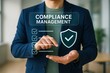 © MDzAi - Compliance management strategies business office digital content professional environment close-up view risk mitigation and efficiency enhancement