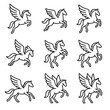 © Дарина Білецька - Vector hovering action twirling icons icon diving landing soaring ascending galloping pegasus