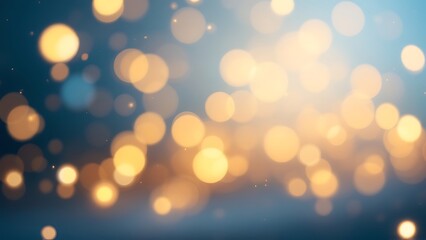 Abstract bokeh lights background for christmas and new year event with golden and blue color theme design on transparent background