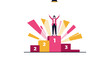 © RIDHO - Champion Woman Celebrating Victory On Podium In A Minimalist And Positive Illustration
