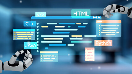 AI artificial intelligence assists software development through smart coding tools, virtual assistant debugging, and intelligent automation in digital product creation. Epoch