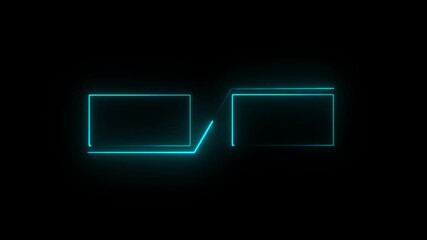 Abstract Cyan Neon Geometric Shapes on Black Background image photo