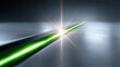 © Mselected - Bright green laser light cutting through dark space