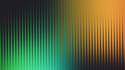 Abstract vertical ribbed glass texture with a gradient from green to orange and dark background