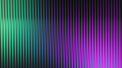 Abstract vertical ribbed glass with a striking green to purple gradient background