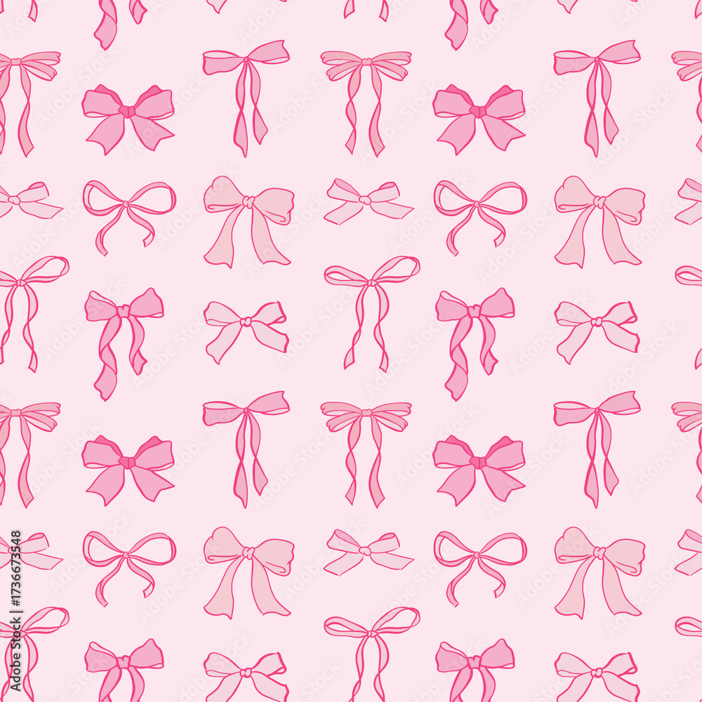 Pink Bow Seamless Pattern – Cute Ribbon Background for Fabric ...