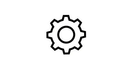 Modern minimalist vector gear icon with a clean black outline, symbolizing settings, configuration, engineering, and efficient mechanical system processes