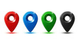 © abdelaziz@771 - Four Colorful Location Pointers Indicating Different Geographical Points of Interest in a Clean White Background Environment