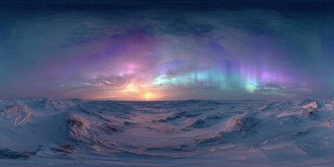 Wall Mural - Vibrant Northern Lights Over Arctic Terrain - A Cold, Beautiful Night Sky Scene with Stunning Texture