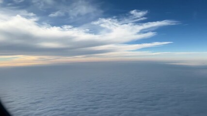 Wall Mural - Dynamic Cloudscape Horizon with Slow-Moving Layers at High Altitude element, clouds, view