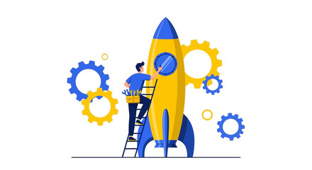 Startup Support: Constructing A Vector Illustration Of Technical Engineering Progress