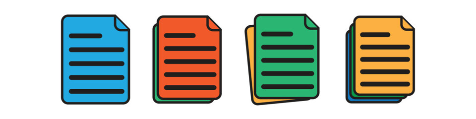 Document icon vector isolated on white background. Paper icon. File Icon