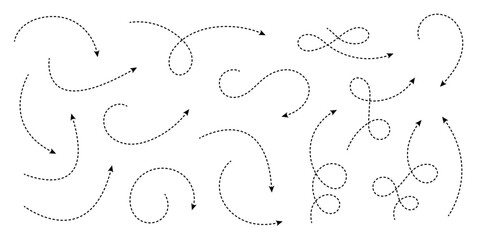 Wall Mural - Collection of Dashed Curved Arrows