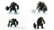 © Alis - A series of four images giant monster background figure expression emotion depth creative cartoonish style composition elements movement layers motion frame backgrounds colorful design