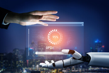 Wall Mural - AI accelerates knowledge growth with smart training tools, virtual learning assistants, and software updates for competitive digital advantage. Vouch