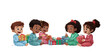 © Dinali - Diverse group of children in pajamas opening Christmas presents Happy kids celebrating holiday season with gifts Concept of childhood, joy, and Christmas morning
