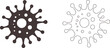 © Asha - Dark gray virus outline and solid shape coronavirus microbe