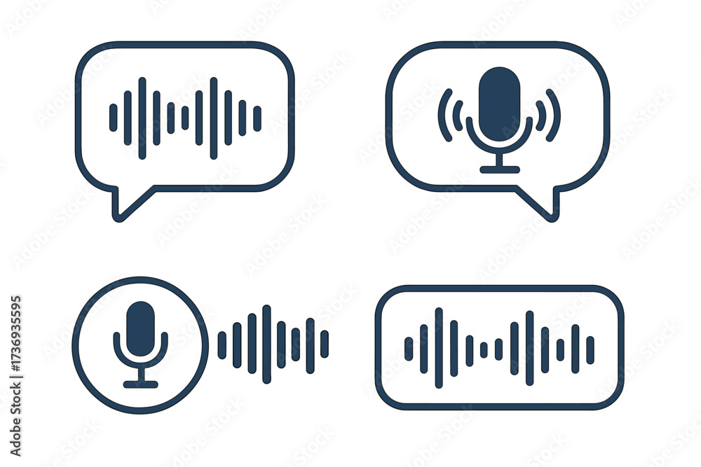 Voicelog Icon Voice message icon set. Audio chat soundwave and microphone symbol ...