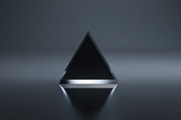 Dark, glass pyramid on a dark gray surface