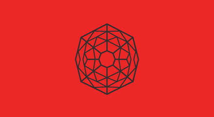 Intricate geometric wireframe sphere with complex interconnected lines.