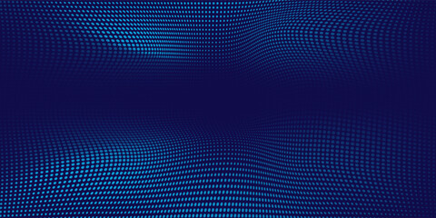Abstract blue dynamic wavy line texture dot dark blue navy background. Dotted blue blank space. Pop art style. Comic dotted. EPS 10.