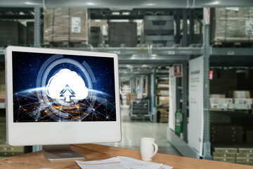 Wall Mural - Cloud computing software for modish remote work and personal data storage