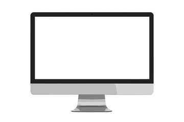 Realistic computer monitor with a blank white screen. PC display mockup for website design and portfolio presentation. Vector illustration isolated on transparent background.