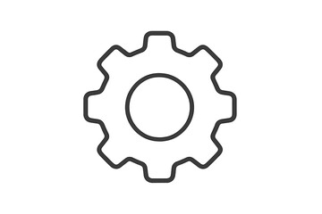 Gear icon symbol of settings and configuration. Cogwheel for web design, logo, app, UI. Vector illustration in trendy flat line style. Isolated mechanical engineering sign.