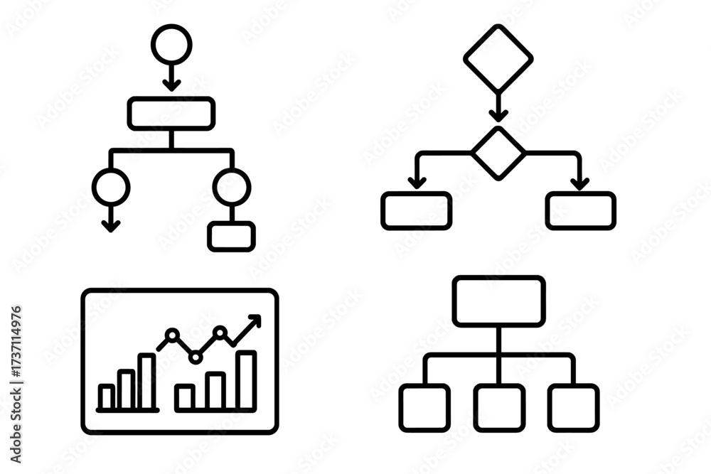 Flowchart & algorithm outline icon set. Vector diagrams for business ...