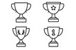 © Marcus - Winning cup outline icon collection with editable stroke for infographics, articles, books, flyers, banners, trophy set with star, laurel, number 1 designs, vector cartoon illustration