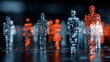 © kaliel - Digital Human Identities composed of data figures moving across a network, representing analytics privacy management and workforce transformation in connected systems.