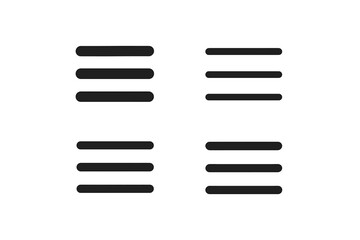 Hamburger menu icon set for website and mobile app navigation. UI UX graphic design elements. Collection of simple buttons with horizontal bars for modern user interface design.