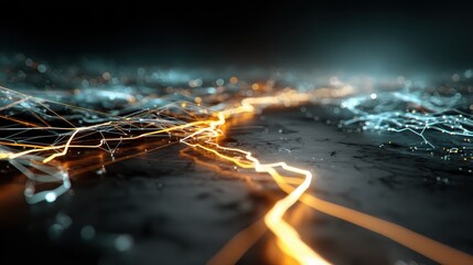 Wall Mural - Glowing Light Trails Representing Futuristic Network Connections