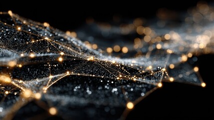Wall Mural - Interconnected Nodes and Complex Network in 2D Visualization