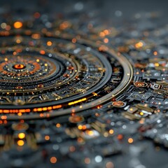 Wall Mural - Intricate Glowing Mandala with Sacred Geometry Patterns