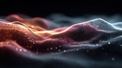Wall Mural - Abstract Wave of Sound in Dynamic 3D Wireframe Visualization