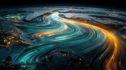 Wall Mural - Abstract Representation of Weather Patterns with Vibrant Swirls