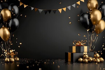 Wall Mural - Festive Black Friday: Balloons, confetti.