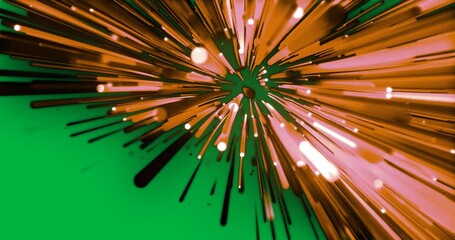 Wall Mural - Animation of glowing pink and orange fibre optic strands on transparent background
