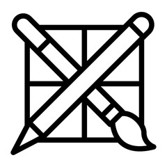 Painting Tools Line Icon of Composition (Design) Icon Set