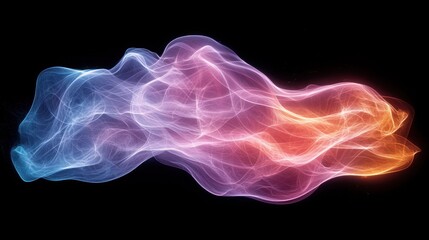 Wall Mural - Abstract wave of pink, blue, and orange light against black