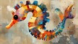 © cloud7days - An abstract seahorse illustration, using unconventional shapes and a blend of vibrant and muted colors for a creative and artistic expression.