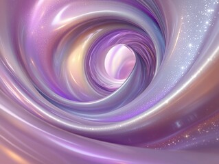 Wall Mural - Iridescent swirl tunnel with light reflecting, soft pink, purple, gold tones